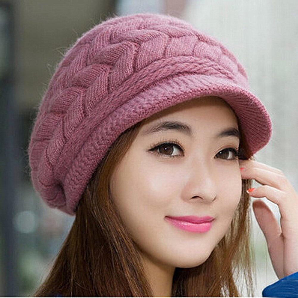 Women's Girls Cute Fall Winter Cozy Fur Earflap Wool Snow Cap Beret Beanie Hat